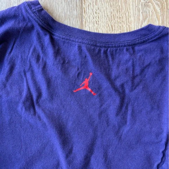 Jordan Men’s Purple Short-Sleeve Graphic Tee with Red, Orange, and Green Accents - Picture 3 of 4